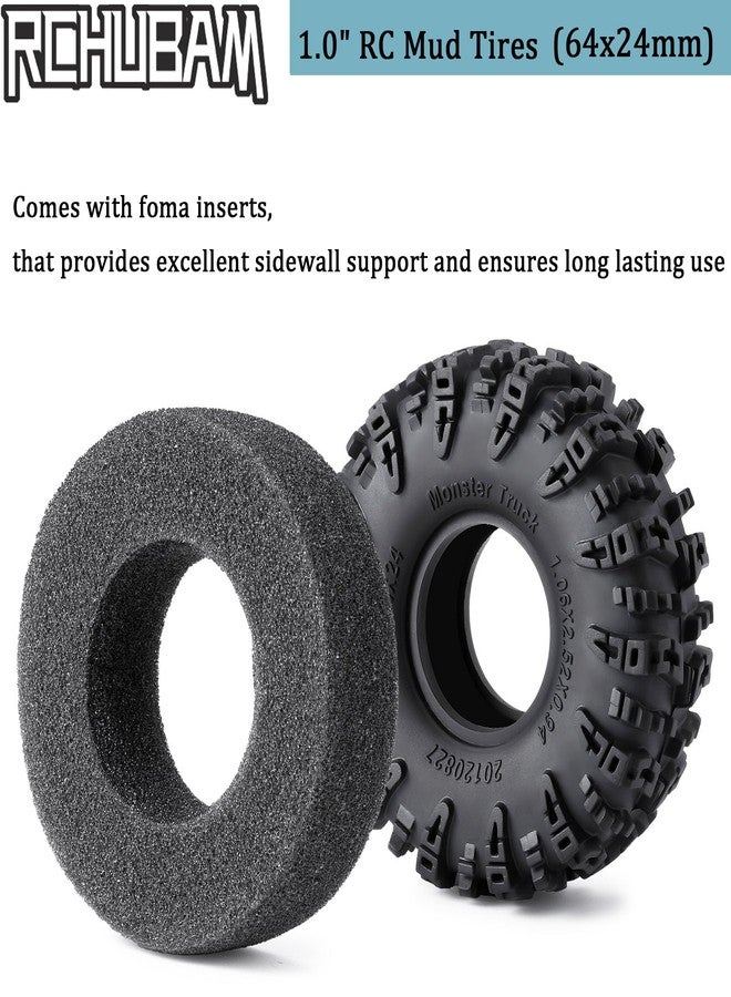 RCHUBAM 1.1" RC Tires 64x24mm TRX4M Large Soft Rubber 1.0" RC Crawler Tires Width 24mm Compatible with TRX4M 1/18 RC Crawler Car Upgrade Parts, #A - Image 4